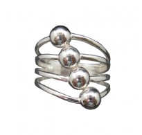 R002050 Stylish Sterling Silver Ring Genuine Solid Stamped 925 With Four Half Balls